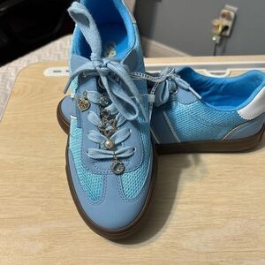 Y2K Light blue sneakers with cute bling charms.